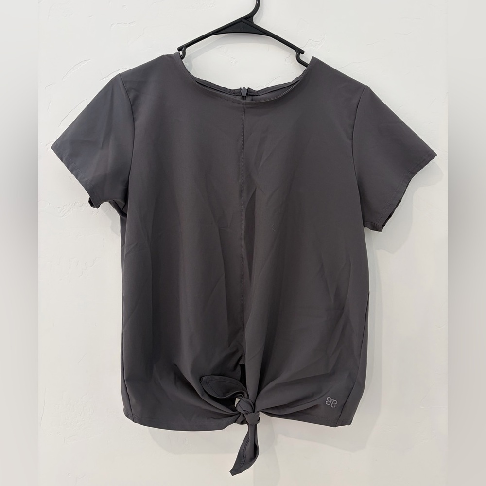 Albion Fit Charcoal Gray Tie Front Athletic Top Size Small